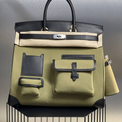HERMES HAC 40 カーゴ キャンバス×スウィフト メンズ 40×30×15cm