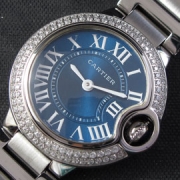 CARTIER バロンブルー ブルーダイヤル 全面ダイヤベゼル スペック検査済