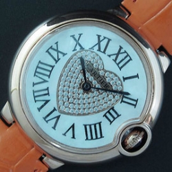 CARTIER バロンブルー ピンクゴールド 全面ダイヤ 愛心文字盤 時計老舗