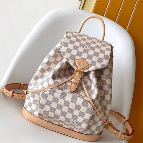 Louis Vuitton モンソリー スモールリュック チェック ホワイト N00120 サイズ:30x28x18cm Louis Vuitton モンソリー スモールリュック チェック ホワイト N00120 サイズ:30x28x18cm