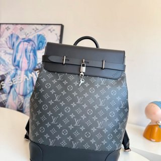 Louis Vuitton スチーマー リュック オールレザー ブラック M44052 サイズ:45x32x16cm Louis Vuitton スチーマー リュック オールレザー ブラック M44052 サイズ:45x32x16cm