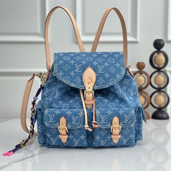 Louis Vuitton モンソリー カルゴ リュック 牛仔丹宁 ブルー M27330 サイズ:32x30.5x16cm