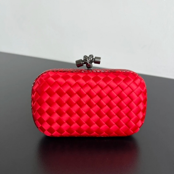 BOTTEGA VENETA BV 8651 ノット イブニングバッグ シルク編み蛇皮トリム 16x10cm サイズ:16x10cm