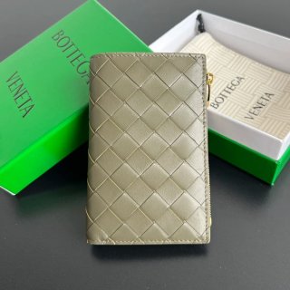 BOTTEGA VENETA BV 749940 編み 二つ折りジップ財布 14.5x9.5cm サイズ:14.5x9.5cm