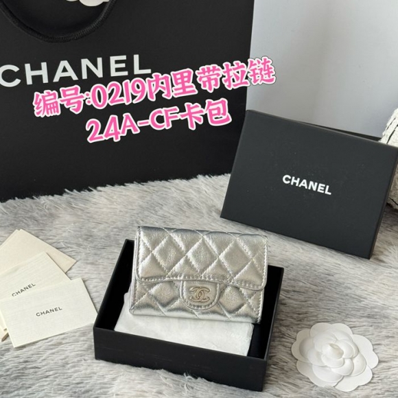 CHANEL 0219 CFカードケース カヴィア粒革 サイズ:11x8.5cm CHANEL 0219 CFカードケース カヴィア粒革 サイズ:11x8.5cm