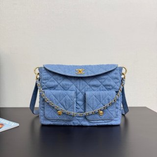 CHANEL デニム 菱格紋 斜め掛けバッグ クラシック 小 30×22×5cm サイズ:30×22×5cm