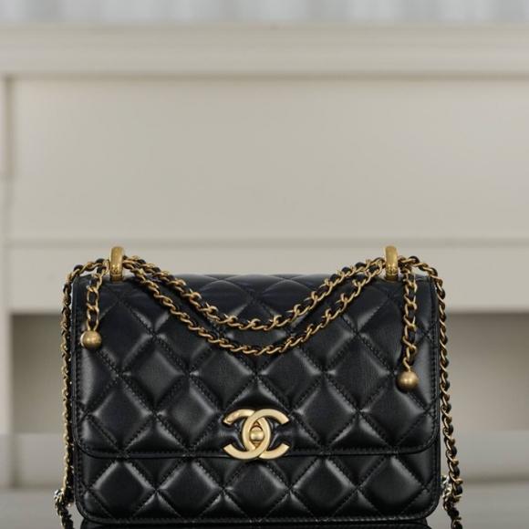 CHANEL カーフレザー ブラック×ゴールド ハンドバッグ 22×14.5×8cm サイズ:22×14.5×8cm CHANEL カーフレザー ブラック×ゴールド ハンドバッグ 22×14.5×8cm サイズ:22×14.5×8cm