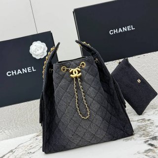 CHANEL AS5631 カーフレザー 菱格紋 ブルー×ゴールド ショルダーバッグ クラシック ヴィンテージ 40×30×15cm サイズ:40×30×15cm