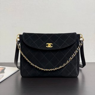 CHANEL 99546 スエード 菱格紋 ブラック×ゴールド 斜め掛けバッグ クラシック ヴィンテージ 30×21.5×6cm サイズ:30×21.5×6cm CHANEL 99546 スエード 菱格紋 ブラック×ゴールド 斜め掛けバッグ クラシック ヴィンテージ 30×21.5×6cm サイズ:30×21.5×6cm