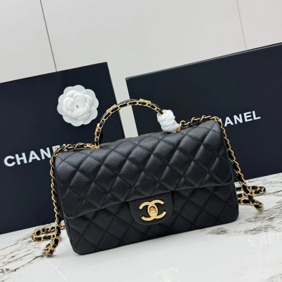 CHANEL AS5702 ラムレザー 菱格紋 ブラック×ゴールド 斜め掛けバッグ クラシック ヴィンテージ 22.5×13.5×6cm サイズ:22.5×13.5×6cm CHANEL AS5702 ラムレザー 菱格紋 ブラック×ゴールド 斜め掛けバッグ クラシック ヴィンテージ 22.5×13.5×6cm サイズ:22.5×13.5×6cm