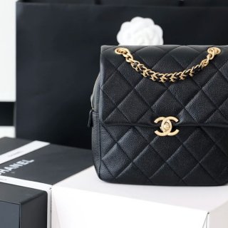 CHANEL AS3108 荔枝紋 ブラック×ホワイト×ゴールド 斜め掛けバッグ 春夏 20×19×8cm サイズ:20×19×8cm CHANEL AS3108 荔枝紋 ブラック×ホワイト×ゴールド 斜め掛けバッグ 春夏 20×19×8cm サイズ:20×19×8cm