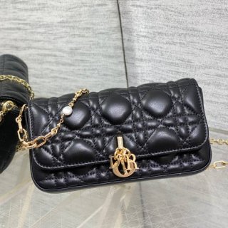 DIOR ラムレザー、チェーン レター ブラック チェーンバッグ クラシック 18.5x10.0x4.0cm サイズ:18.5x10cm