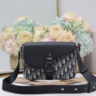 DIOR 049 プリント牛皮サドルフラップメッセンジャー 青布 サイズ:23x17cm DIOR 049 プリント牛皮サドルフラップメッセンジャー 青布 サイズ:23x17cm