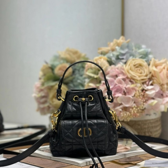 DIOR 5250 ラムレザー グレンチェック、レター ブラック、ゴールド、ベージュ 斜め掛けバッグ、バケツバッグ 新作 ヴィンテージ 15.0x14.0x7.0cm サイズ:15x14cm DIOR 5250 ラムレザー グレンチェック、レター ブラック、ゴールド、ベージュ 斜め掛けバッグ、バケツバッグ 新作 ヴィンテージ 15.0x14.0x7.0cm サイズ:15x14cm
