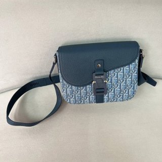 DIOR サドルメッセンジャー ブルー サイズ:23x18cm