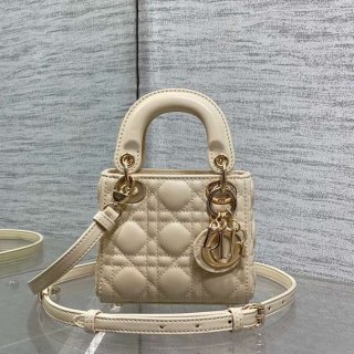 DIOR ラムレザー レター レッド、ゴールド、ベージュ 斜め掛けバッグ、カードケース ミニ 12.0x10.0x5.0cm サイズ:12x10x5cm