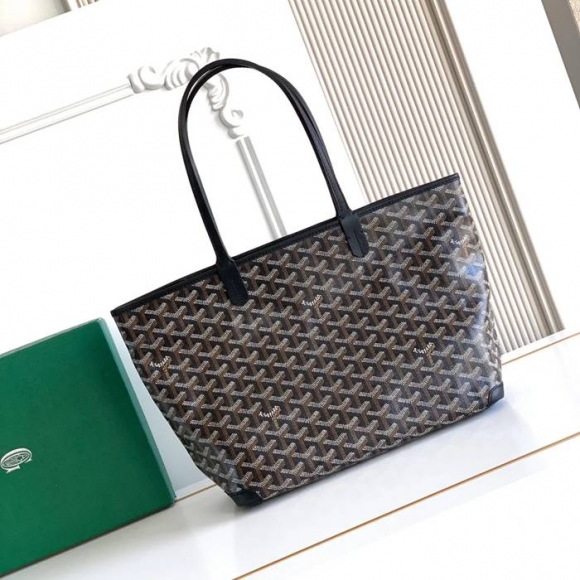 GOYARD 5508 レザー ブラック ショルダーバッグ、トートバッグ、ハンドバッグ サンルイ、レザー、小 サイズ:41/30×25×13cm