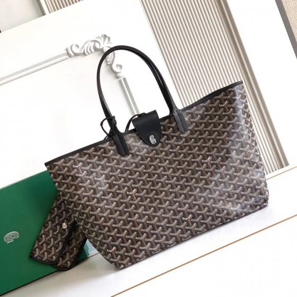 GOYARD 6603 キャンバス、レザー ブラック ショルダーバッグ、ハンドバッグ サンルイ、ゴヤルディン、キャンバス 34x28x15cm サイズ:34x28x15cm GOYARD 6603 キャンバス、レザー ブラック ショルダーバッグ、ハンドバッグ サンルイ、ゴヤルディン、キャンバス 34x28x15cm サイズ:34x28x15cm