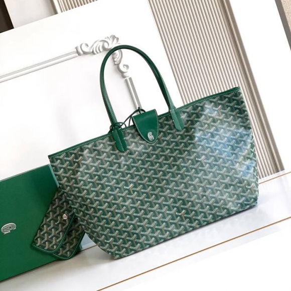 GOYARD 6603 キャンバス、レザー グリーン ショルダーバッグ、ハンドバッグ サンルイ、ゴヤルディン、キャンバス 34x28x15cm サイズ:34x28x15cm GOYARD 6603 キャンバス、レザー グリーン ショルダーバッグ、ハンドバッグ サンルイ、ゴヤルディン、キャンバス 34x28x15cm サイズ:34x28x15cm