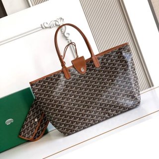 GOYARD 6603 キャンバス、レザー ブラウン ショルダーバッグ、ハンドバッグ サンルイ、ゴヤルディン、キャンバス 34x28x15cm サイズ:34x28x15cm