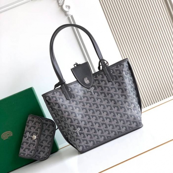 GOYARD S5503 キャンバス、レザー グレー ショルダーバッグ、ミニバッグ、ハンドバッグ キャンバス、レザー、ミニ 20x20x10cm サイズ:20x20x10cm GOYARD S5503 キャンバス、レザー グレー ショルダーバッグ、ミニバッグ、ハンドバッグ キャンバス、レザー、ミニ 20x20x10cm サイズ:20x20x10cm