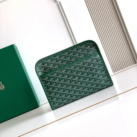 GOYARD ジュヴァンス 中洗面ポーチ 緑 サイズ:24.5x19cm GOYARD ジュヴァンス 中洗面ポーチ 緑 サイズ:24.5x19cm