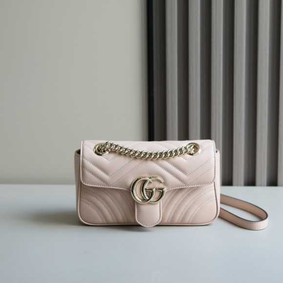 GUCCI 446744 レザー ピンク、ベージュ、ゴールド 斜め掛けバッグ、ショルダーバッグ、ハンドバッグ、財布、ハンドバッグ GG、マルモント、新作 22cm サイズ:23x14x6cm GUCCI 446744 レザー ピンク、ベージュ、ゴールド 斜め掛けバッグ、ショルダーバッグ、ハンドバッグ、財布、ハンドバッグ GG、マルモント、新作 22cm サイズ:23x14x6cm