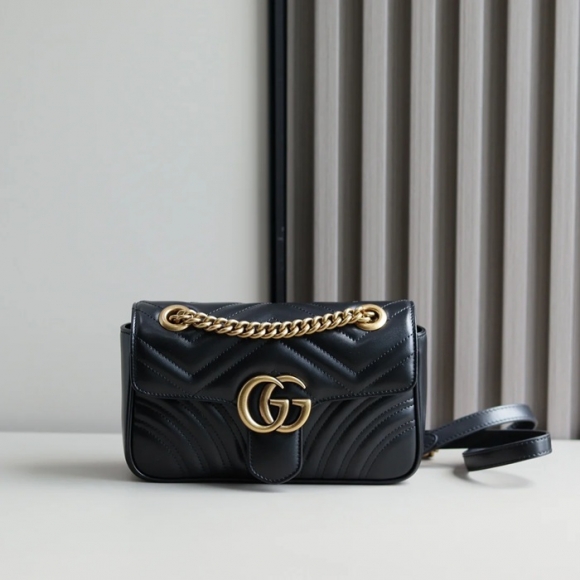 GUCCI 446744 カーフレザー チェーンバッグ GG、マルモント 23x14cm サイズ:23x14cm GUCCI 446744 カーフレザー チェーンバッグ GG、マルモント 23x14cm サイズ:23x14cm