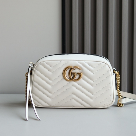GUCCI 447632 ホワイト ハンドバッグ GG、マルモント 24x13cm サイズ:24x13cm GUCCI 447632 ホワイト ハンドバッグ GG、マルモント 24x13cm サイズ:24x13cm