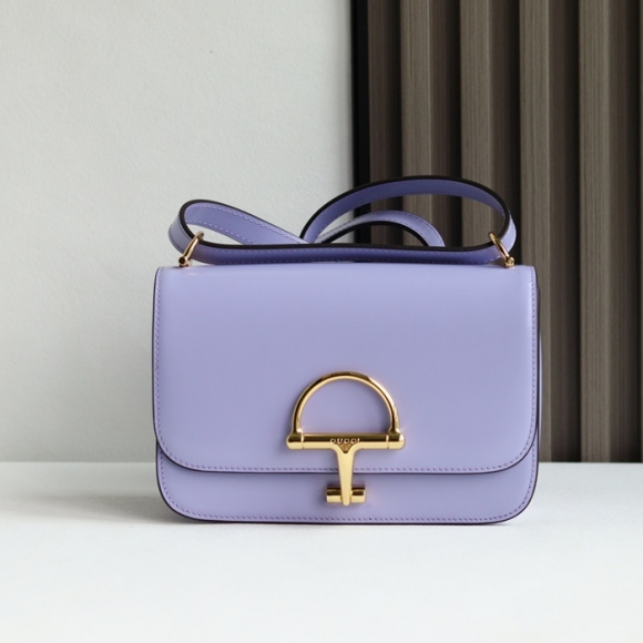 GUCCI 846705 レザー ゴールド、パープル ショルダーバッグ 馬銜、クラシック 22cm サイズ:22.5x14x8cm GUCCI 846705 レザー ゴールド、パープル ショルダーバッグ 馬銜、クラシック 22cm サイズ:22.5x14x8cm