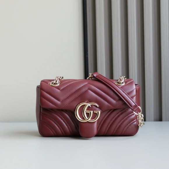 GUCCI 837280 ラムレザー、レザー ブラウン、ゴールド ハンドバッグ GG、マルモント、新作 22x12cm サイズ:22x12cm GUCCI 837280 ラムレザー、レザー ブラウン、ゴールド ハンドバッグ GG、マルモント、新作 22x12cm サイズ:22x12cm