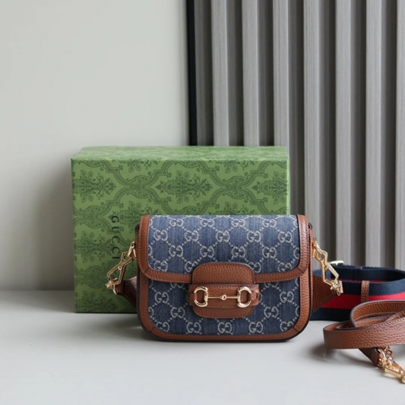 GUCCI 658574 レザー デニム 斜め掛けバッグ、ハンドバッグ GG、馬銜 20cm サイズ:20.5x14x5cm GUCCI 658574 レザー デニム 斜め掛けバッグ、ハンドバッグ GG、馬銜 20cm サイズ:20.5x14x5cm