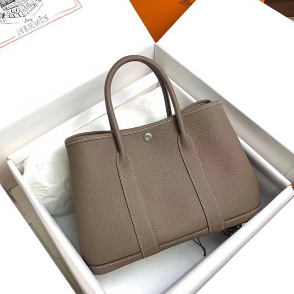 HERMES ガーデン 30cm レザー 象グレー ハンドバッグ セミハンドメイド 30cm Garden 30cm サイズ:30cm HERMES ガーデン 30cm レザー 象グレー ハンドバッグ セミハンドメイド 30cm Garden 30cm サイズ:30cm