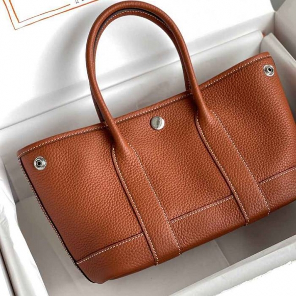 HERMES ガーデン カーフレザー ブラウン ハンドバッグ セミハンドメイド 18cm Garden サイズ:18cm HERMES ガーデン カーフレザー ブラウン ハンドバッグ セミハンドメイド 18cm Garden サイズ:18cm