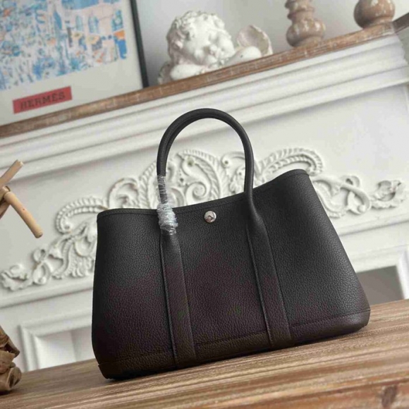 HERMES ガーデン 30cm カーフレザー エボニー色 ハンドバッグ セミハンドメイド 30cm Garden 30cm サイズ:30cm HERMES ガーデン 30cm カーフレザー エボニー色 ハンドバッグ セミハンドメイド 30cm Garden 30cm サイズ:30cm