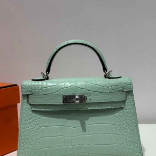 HERMES ケリー 19cm ワニ革 ショルダーバッグ 高品質 金具シルバー 19cm Kelly 19cm サイズ:19cm