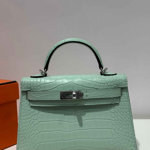 HERMES ケリー 19cm ワニ革 ショルダーバッグ 高品質 金具シルバー 19cm Kelly 19cm サイズ:19cm HERMES ケリー 19cm ワニ革 ショルダーバッグ 高品質 金具シルバー 19cm Kelly 19cm サイズ:19cm