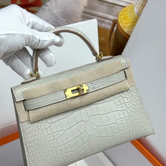 HERMES ケリー 19cm ワニ革 ホワイト ショルダーバッグ 高品質 19cm Kelly 19cm サイズ:19cm HERMES ケリー 19cm ワニ革 ホワイト ショルダーバッグ 高品質 19cm Kelly 19cm サイズ:19cm