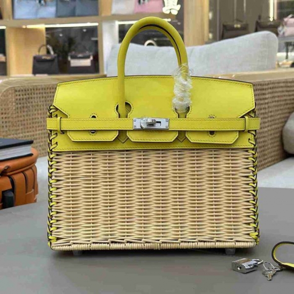 HERMES バーキン 25cm 編み イエロー ハンドバッグ 25cm Birkin 25cm サイズ:25cm HERMES バーキン 25cm 編み イエロー ハンドバッグ 25cm Birkin 25cm サイズ:25cm