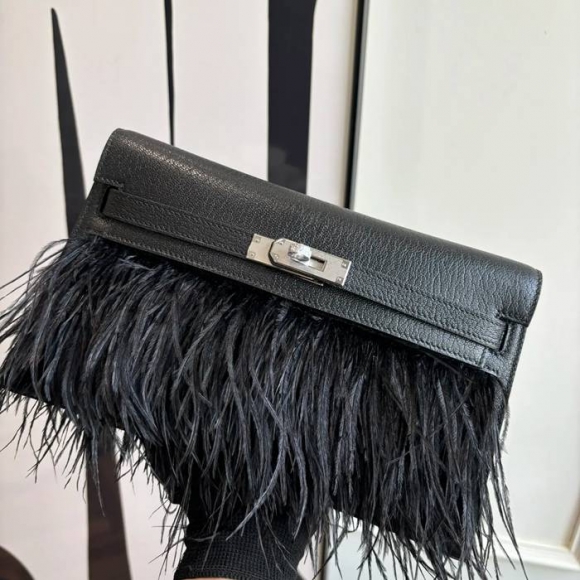 HERMES ケリー ダチョウ革 脇下バッグ Kelly サイズ: