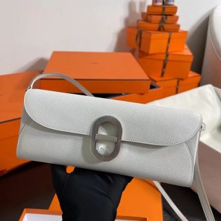 HERMES カーフスキン グレー 脇下バッグ セミハンドメイド 24cm サイズ:24cm