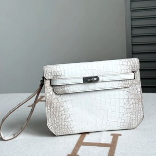 HERMES ケリー デペッシュ 25cm クラッチバッグ マットワニ腹皮 ヒマラヤホワイト サイズ: