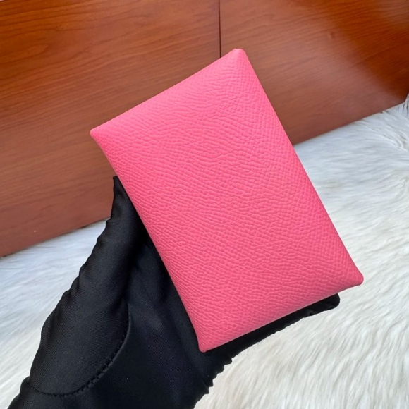 HERMES カルヴィ デュオ 二層カードケース エプソム リップピンク シルバー金具 サイズ: HERMES カルヴィ デュオ 二層カードケース エプソム リップピンク シルバー金具 サイズ:
