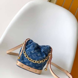 LOUIS VUITTON M83043 牛皮 モノグラム デニム リュックサック リュックチェーン 20.5x17.5x8.8cm サイズ:20.5x17.5x8.8cm