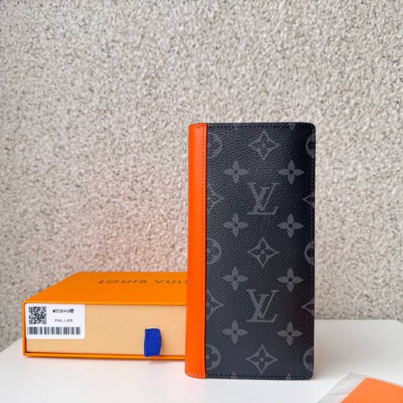 LOUIS VUITTON M25846 ブラッザ長財布 モノグラムエクリプス×オレンジ サイズ:19x10cm LOUIS VUITTON M25846 ブラッザ長財布 モノグラムエクリプス×オレンジ サイズ:19x10cm