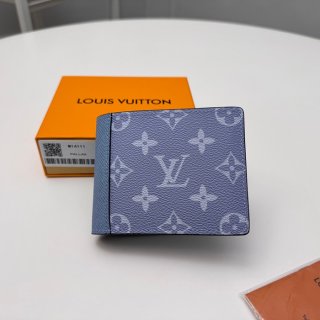 LOUIS VUITTON M14111 マルチプル短財布 タイガ×モノグラムエクリプス ブルー サイズ:11.5x9x1.5cm LOUIS VUITTON M14111 マルチプル短財布 タイガ×モノグラムエクリプス ブルー サイズ:11.5x9x1.5cm