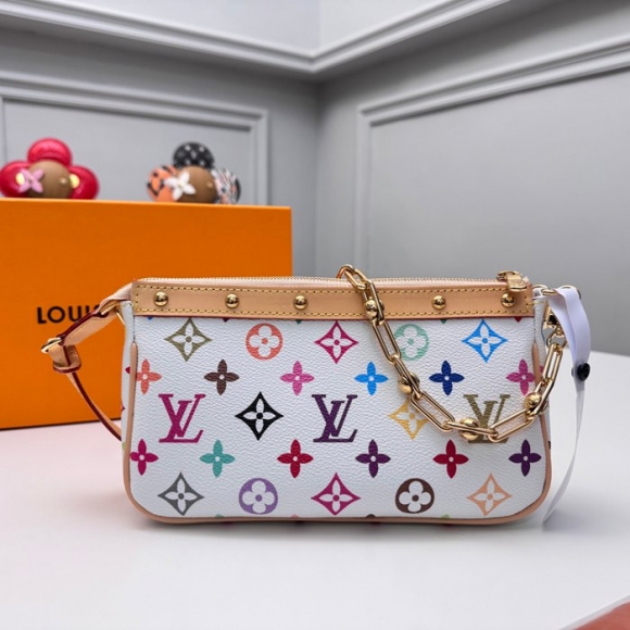 LOUIS VUITTON M13404 ポシェット アクセサリー 村上隆コラボ ホワイトマルチ サイズ:22x13cm LOUIS VUITTON M13404 ポシェット アクセサリー 村上隆コラボ ホワイトマルチ サイズ:22x13cm