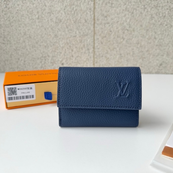LOUIS VUITTON M26250 三つ折り財布 ヴィクター LVエアログラム ブルー サイズ:5x9x2.5cm LOUIS VUITTON M26250 三つ折り財布 ヴィクター LVエアログラム ブルー サイズ:5x9x2.5cm
