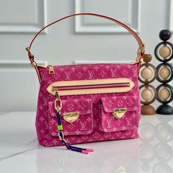LOUIS VUITTON M28266 デニム 配色 ブルー ショルダーバッグ レディースショルダーチェーン サイズ:30.0x22.0x13.0cm