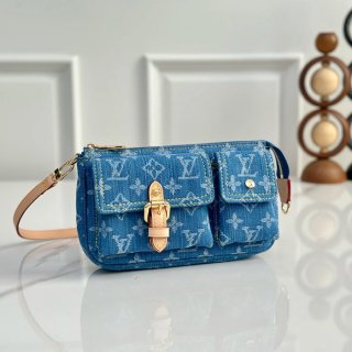 LOUIS VUITTON M27602 牛皮 ブルー 斜め掛けバッグ レディース斜め掛け脇下 23.5x14cm サイズ:23.5x14cm LOUIS VUITTON M27602 牛皮 ブルー 斜め掛けバッグ レディース斜め掛け脇下 23.5x14cm サイズ:23.5x14cm